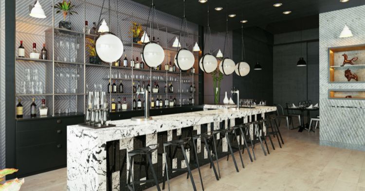 Restaurant Theke Design mit Marmor in edler Optik